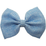 4", Burlap, Bow, Light blue