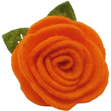 1.5", felt, rose, hair clip, clip,orange,burnt orange