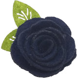 1.5", felt, rose, hair clip, clip,navy blue, blue, navy