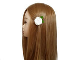 White 1.5" Felt Flower Rose Clip
