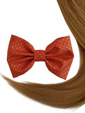 4.6" Orange Metallic Polka-dotted Hair Bow Clip