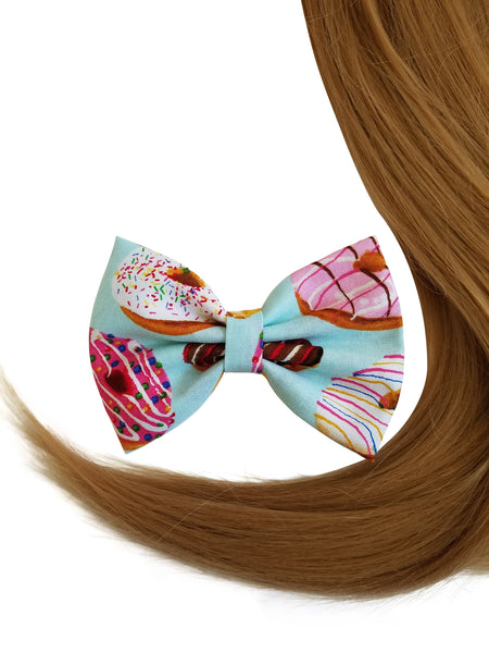 Doughnut Print Hair Bow Clip