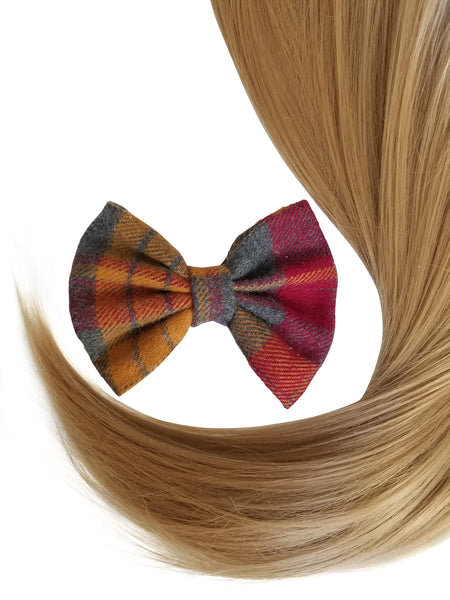 4.5" Plaid Fall Collection Hair Bow Clip