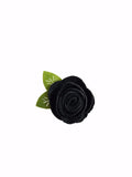 Black 1.5" Felt Flower Rose Clip