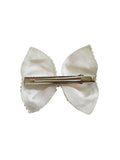 4" White Pearl Hair Bow Clip for Toddlers