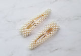 Pearl hair clip, pearl clip, pearl hair accessory, pearl and gold accessory,