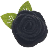 1.5", felt, rose, hair clip, clip, black