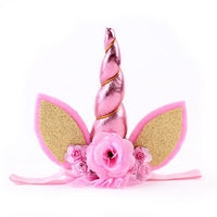 Magical Pink Unicorn Horn Flower Headband