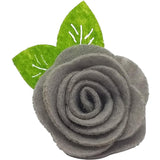 1.5", felt, rose, hair clip, clip,grey,gray