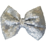 Hair bow clip, Sequin, 5", grey, gray