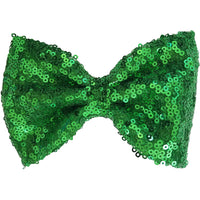 Hair bow clip, Sequin, 5", Kelly green, green