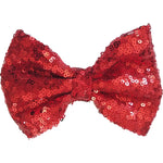Red 5'' Inch Large Messy Sequin Hair Bow Clips