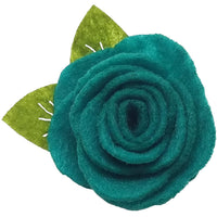 1.5", felt, rose, hair clip, clip,teal,blue