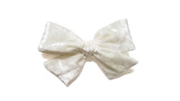 silk white Pinwheel Hairbow Oversize bow, school girl bow, White hair Bow
