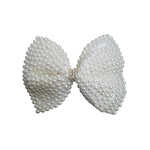 4" White Pearl Hair Bow Clip for Toddlers