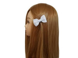 White 3" Burlap Hair Bow clips