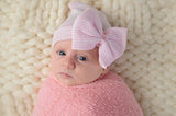 Newborn Infant Baby Hospital Hat with Large Bow